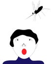 Hugh mosquito flying over the head of a woman