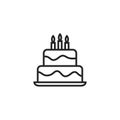 Birthday Cake Oultine Vector Icon, Symbol or Logo.