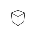 Cube Outline Vector Icon, Symbol or Logo. Royalty Free Stock Photo