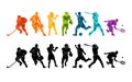 Color sport background. Football, soccer, basketball, hockey, box, tennis, baseball. Vector illustration colorful people silhouett