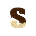 Wafer letter S with the current chocolate glaze