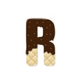 Wafer letter R with the current chocolate glaze