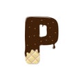 Wafer letter P with the current chocolate glaze