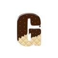 Wafer letter G with the current chocolate glaze