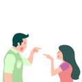 Man and woman couple arguing isolated on white background flat design illustration Royalty Free Stock Photo