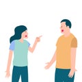 Man and woman couple arguing isolated on white background flat design illustration Royalty Free Stock Photo