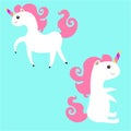 Cute pink unicorn character cartoon isolated on white background flat design