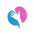 Hands and circle bubble color logo