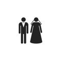 Bride and Groom Glyph Vector Icon, Symbol or Logo.