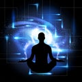 Spiritual power healing, meditation, reality shift, manifestation with blue and white light energy Royalty Free Stock Photo