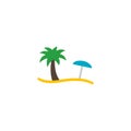Beach Flat Icon Vector, Symbol or Logo. Royalty Free Stock Photo