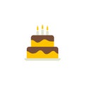 Birthday Cake Flat Icon Vector, Symbol or Logo.