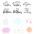 Little big sister, brother. Lettering for babies clothes