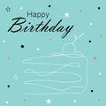 Happy birthday card with cake, vector illustration