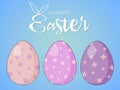 Easter card with Easter eggs on blue background
