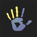 Websimple handprint, . black and with print. illustration of a human hand.