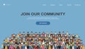 Join our community. Crowd of united people as a business or creative community standing together. Flat concept vector website temp Royalty Free Stock Photo