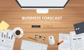 Business forecast banner. Flat vector illustration