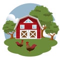 Animals in the farm scene. Nature and country concept. Flat vector Royalty Free Stock Photo