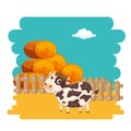 Animals in the farm scene. Nature and country concept. Flat vector Royalty Free Stock Photo