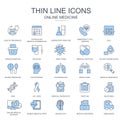 Thin line healthcare and medicine, medical equipment icons set for website and mobile site and apps Royalty Free Stock Photo