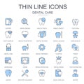 Thin line dental care, dentistry equipment icons set for website and mobile site and apps Royalty Free Stock Photo