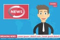 Anchorman on tv broadcast news. Breaking News vector illustration. Media on television concept. Flat vector Royalty Free Stock Photo