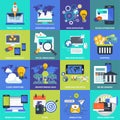 Set of flat design icons for business, pay per click, creative process, searching etc Royalty Free Stock Photo