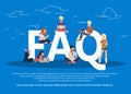 Frequently asked questions concept illustration of young people standing near letters. Flat vector Royalty Free Stock Photo