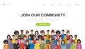 Join our community. Crowd of united people as a business or creative community standing together. Flat concept vector website temp Royalty Free Stock Photo