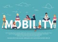 Mobility concept vector illustration of young people using mobile smartphones