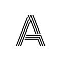 letter a with geometric three strips logo