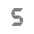 Letter s with geometric three strips logo