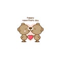 Happy valentines day couple love bear cartoon.