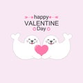 Cute seals couple with heart. Valentine`s day card vector illustration. Royalty Free Stock Photo