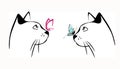 Cat and butterfly on nose, silhouette cat