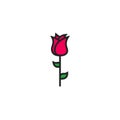 Rose Flat Icon Vector, Symbol or Logo.