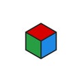 Cube Flat Icon Vector, Symbol or Logo. Royalty Free Stock Photo