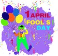 Set for the first of April with a jester and box to the fool`s day Royalty Free Stock Photo