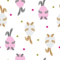 Seamless Easter rabbits pattern. Cute illustration.