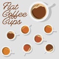 Minimal Flat Design. Modern Cup of Coffee on a Background & Good Text. Top View