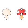 Cartoon cute champignon vector set