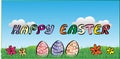 Happy Easter Poster Flowers and Eggs