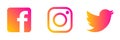 Instagram, Twitter Facebook logo.