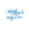 Baby shower under the sea with cute shark cartoon. Royalty Free Stock Photo