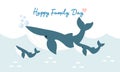 Happy shark family. Cute animal character. Royalty Free Stock Photo