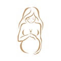 Web. Pregnant women in third trimester of pregnancy. Illustration for websites, magazines and brochures.