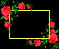 Web. Floral frame with pink roses and decorative leaves. Background to save the date.Greeting cards with pink flowers
