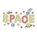 Lettering word space with flat space icon