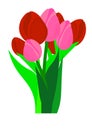 Web. greeting card for International Womens Day. Bouquet of paper cut spring flowers tulips and narcissus on dark spotted backgrou